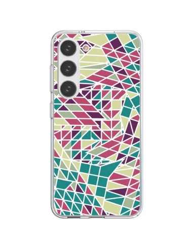 Coque Samsung Galaxy S23 5G Azteque Triangles Vert Violet - Eleaxart