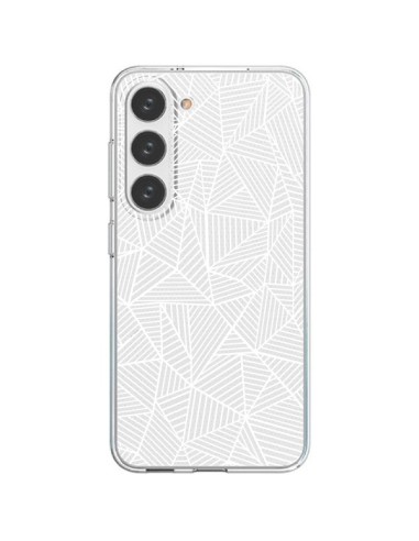 Cover Samsung Galaxy S23 5G Linee Griglia Triangles Full Grid Astratto Bianco Trasparente - Project M