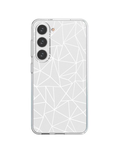 Cover Samsung Galaxy S23 5G Linee Triangoli Grid Astratto Bianco Trasparente - Project M