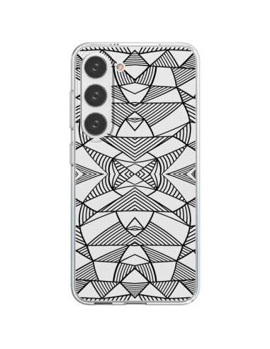 Coque Samsung Galaxy S23 5G Lignes Miroir Grilles Triangles Grid Abstract Noir Transparente - Project M