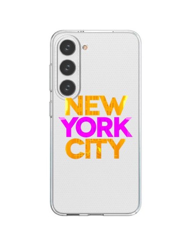 Cover Samsung Galaxy S23 5G New York City NYC Arancione Rosa Trasparente - Javier Martinez