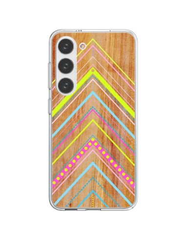 Cover Samsung Galaxy S23 5G Wooden Chevron Rosa Legno Azteco Aztec Tribal - Jenny Mhairi