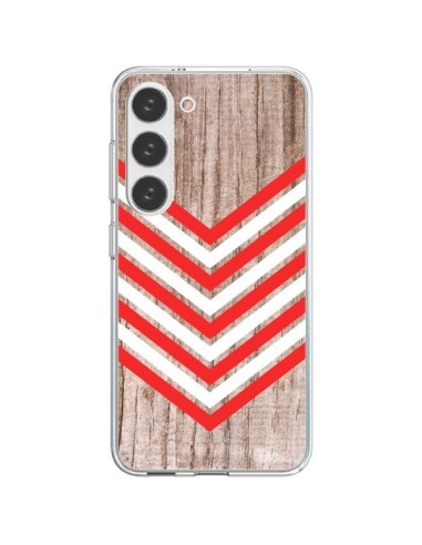 Cover Samsung Galaxy S23 5G Tribale Azteco Legno Wood Freccia Rosso Bianco - Laetitia