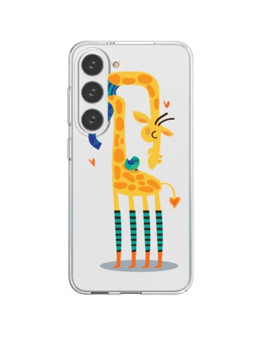 Cover Samsung Galaxy S23 5G L'oiseau e la Girafe Amore L'uccello e la Giraffa Trasparente - Maria Jose Da Luz