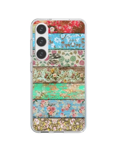 Cover Samsung Galaxy S23 5G Rococo Style Legno Fiori - Maximilian San