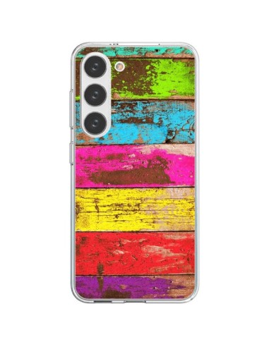 Cover Samsung Galaxy S23 5G Legno Colorato Vintage - Maximilian San