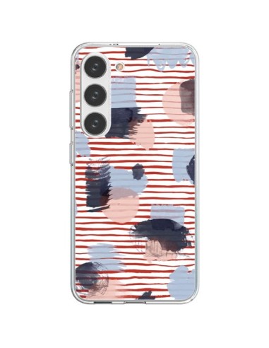 Samsung Galaxy S23 5G Case WaterColor Stains Righe Rosse - Ninola Design