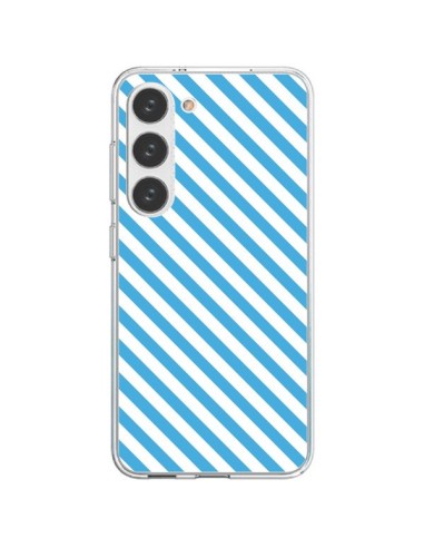 Coque Samsung Galaxy S23 5G Bonbon Candy Bleue et Blanche Rayée - Nico