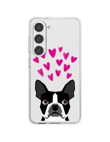 Cover Samsung Galaxy S23 5G Boston Terrier Cuori Cane Trasparente - Pet Friendly