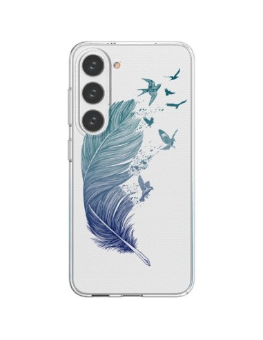 Coque Samsung Galaxy S23 5G Plume Feather Fly Away Transparente - Rachel Caldwell