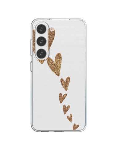 Samsung Galaxy S23 5G Case Heart Falling Gold Hearts Clear - Sylvia Cook