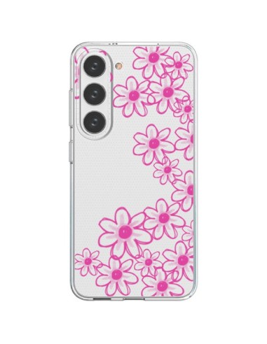 Cover Samsung Galaxy S23 5G Fiori Rosa Trasparente - Sylvia Cook