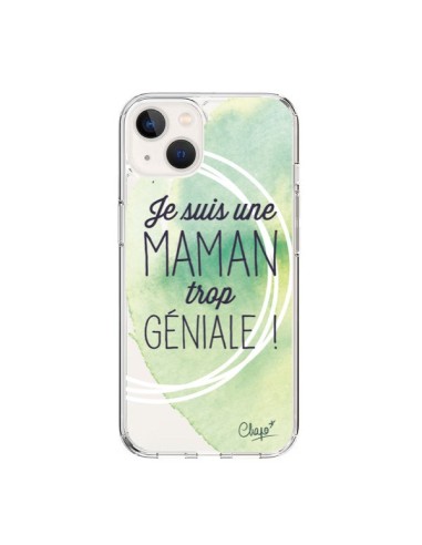 Cover iPhone 15 Sono una Mamma Geniale Verde Trasparente - Chapo