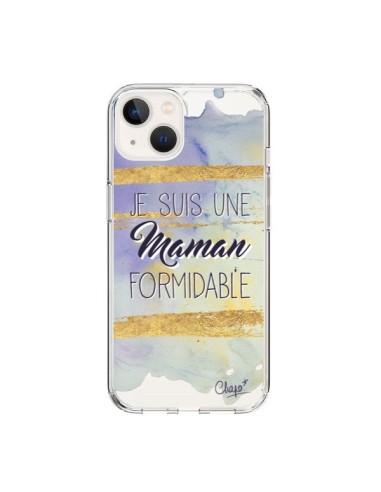 Coque iPhone 15 Je suis une Maman Formidable Violet Transparente - Chapo