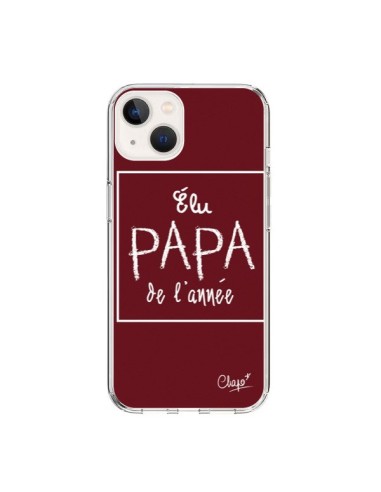 Coque iPhone 15 Elu Papa de l'Année Rouge Bordeaux - Chapo