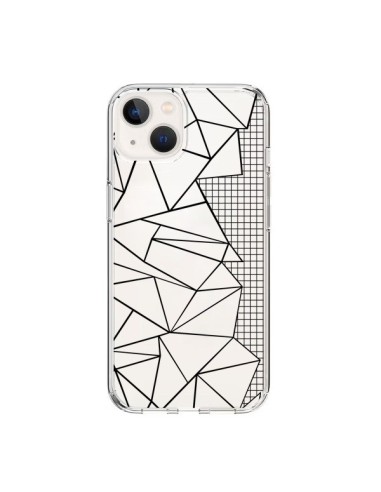 Cover iPhone 15 Linee Griglia Side Grid Astratto Nero Trasparente - Project M