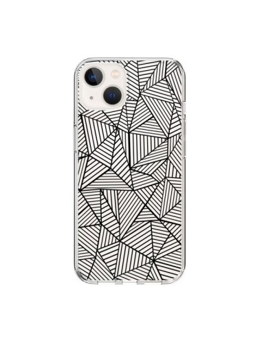 iPhone 15 Case Lines Triangles Full Grid Abstract Black Clear - Project M