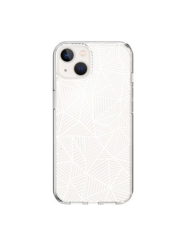 Coque iPhone 15 Lignes Grilles Triangles Full Grid Abstract Blanc Transparente - Project M