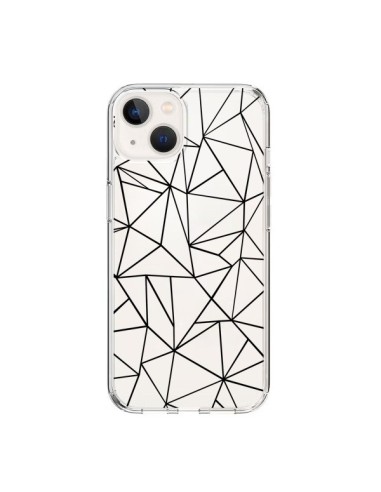 Cover iPhone 15 Linee Triangoli Grid Astratto Nero Trasparente - Project M