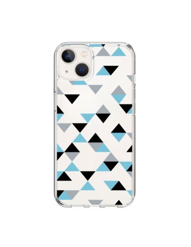 Cover iPhone 15 Triangoli Ghiaccio Blu Nero Trasparente - Project M