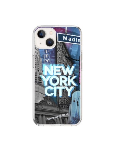 Coque iPhone 15 New York City Buildings Bleu - Javier Martinez