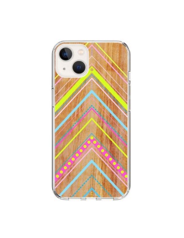 Cover iPhone 15 Wooden Chevron Rosa Legno Azteco Aztec Tribal - Jenny Mhairi