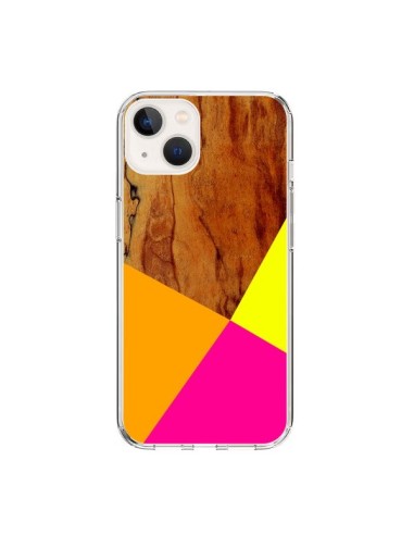 Coque iPhone 15 Wooden Colour Block Bois Azteque Aztec Tribal - Jenny Mhairi