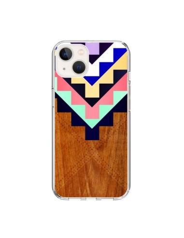 Cover iPhone 15 Wooden Tribal Legno Azteco Aztec Tribal - Jenny Mhairi