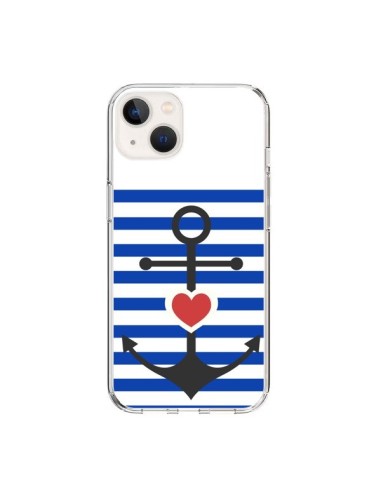 Coque iPhone 15 Mariniere Encre Marin Coeur - Jonathan Perez