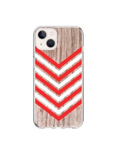 Coque iPhone 15 Tribal Aztèque Bois Wood Flèche Rouge Blanc - Laetitia