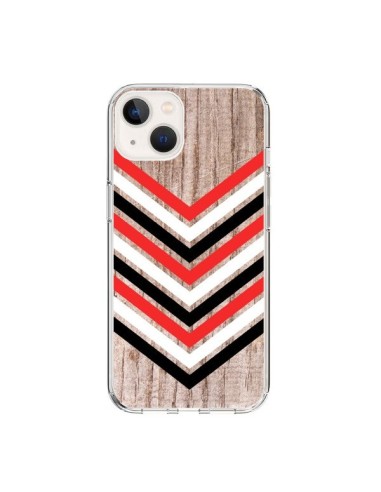 Cover iPhone 15 Tribale Azteco Legno Wood Freccia Rosso Bianco Nero - Laetitia