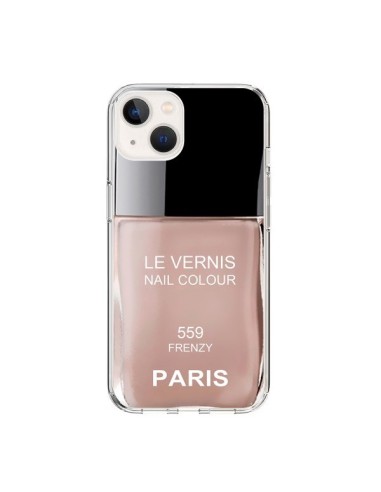 Coque iPhone 15 Vernis Paris Frenzy Beige - Laetitia