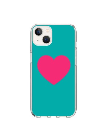 Cover iPhone 15 Cuore Rosa Sfondo Blu  - Laetitia