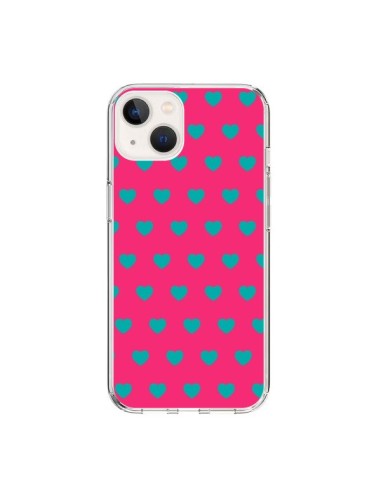 Cover iPhone 15 Cuore Blu sfondo Rosa - Laetitia