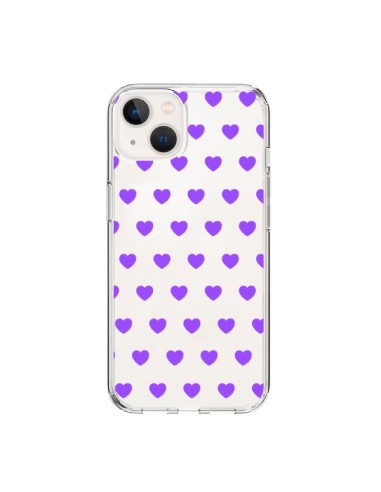 Cover iPhone 15 Cuore Amore Viola Trasparente - Laetitia