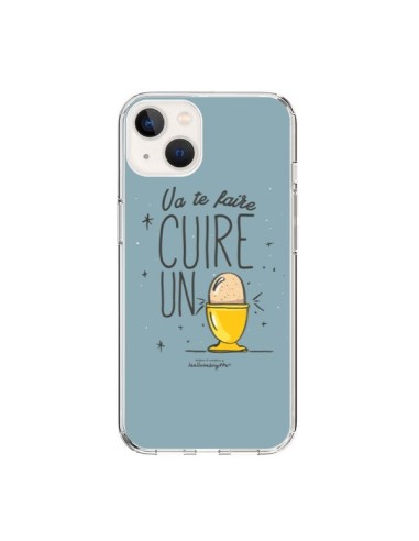 Coque iPhone 15 Va te faire cuir un oeuf gris - Leellouebrigitte