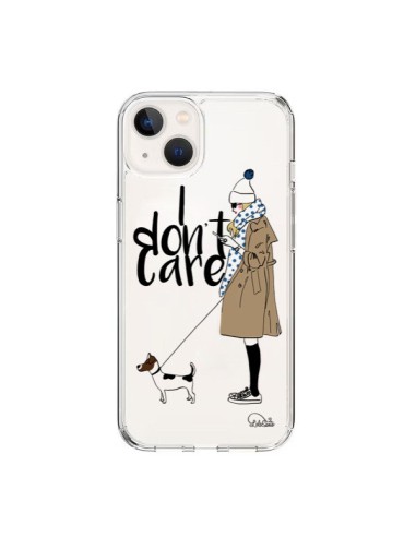 Cover iPhone 15 I don't care Fille Cane Trasparente - Lolo Santo