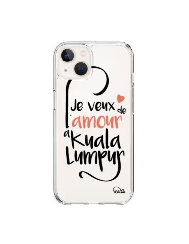 Cover iPhone 15 Je veux de l'amour à Kuala Lumpur Trasparente - Lolo Santo