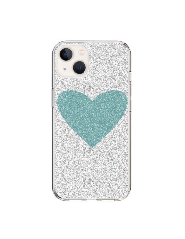 Cover iPhone 15 Cuore Blu Verde Argento Amore - Mary Nesrala