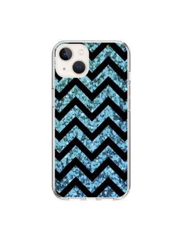 Cover iPhone 15 Chevron Aqua Sparkle Triangolo Azteco - Mary Nesrala