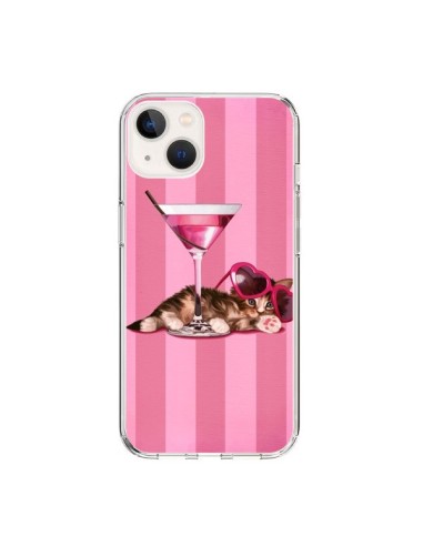 Cover iPhone 15 Gattoon Gatto Kitten Cocktail Occhiali Cuore- Maryline Cazenave