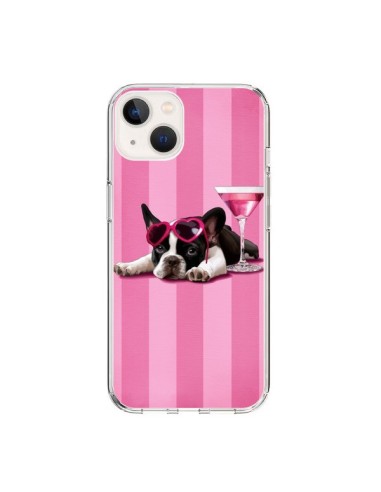 Cover iPhone 15 Cane Cocktail Occhiali Cuore Rosa - Maryline Cazenave