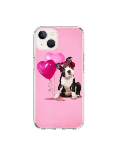 Cover iPhone 15 Cane Palloncino Occhiali Cuore Rosa - Maryline Cazenave