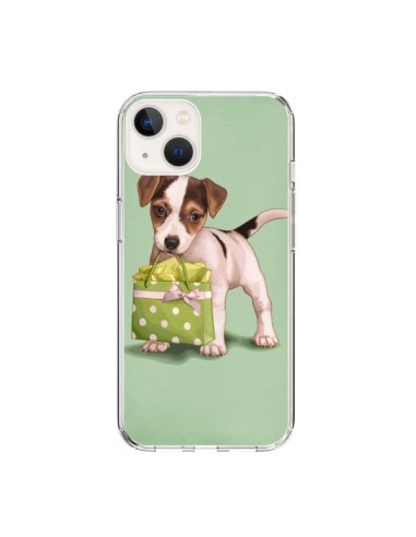 Cover iPhone 15 Cane Shopping Sacchetto a Pois Verde - Maryline Cazenave