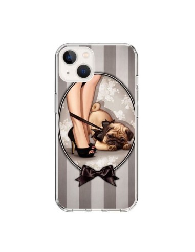 Cover iPhone 15 Lady Nero Papillon Cane Luxe - Maryline Cazenave