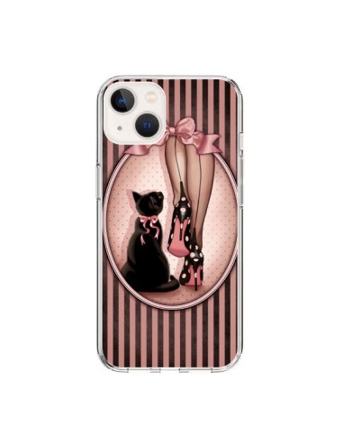 Cover iPhone 15 Lady Gatto Papillon Pois Scarpe - Maryline Cazenave