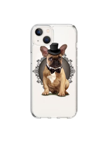 Cover iPhone 15 Cane Bulldog Papillon Cappello Trasparente - Maryline Cazenave