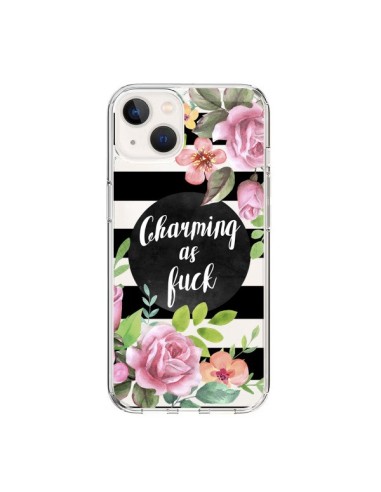 Cover iPhone 15 Charming as Fuck Fioris Trasparente - Maryline Cazenave