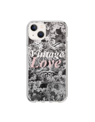 Cover iPhone 15 Vintage Amore Nero Fiori - Monica Martinez