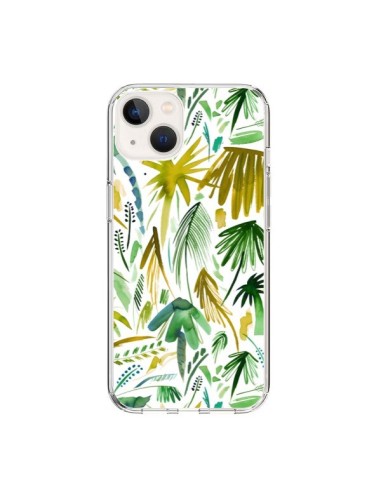 Cover iPhone 15 Brushstrokes Tropicali Palme Verdi - Ninola Design